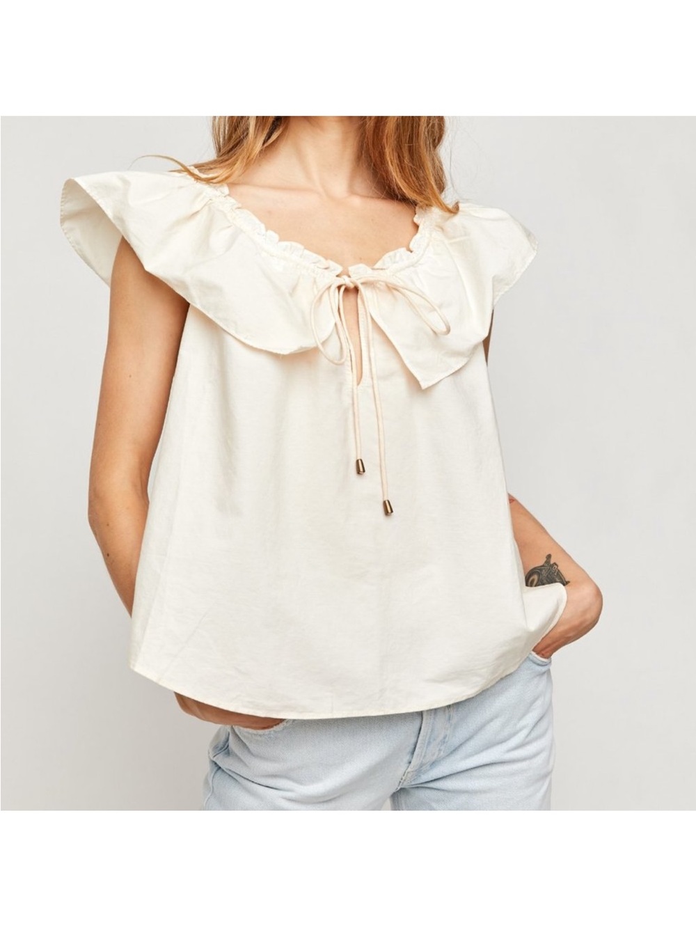 Free People Pink Ruffle Tie-Front Top Size M